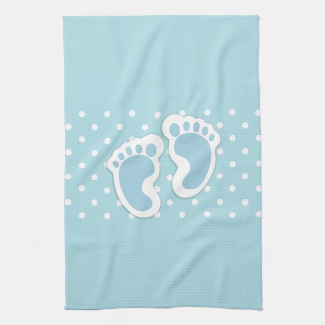 Niedlich Blue Baby Boy's Feet Illustration Geschirrtuch (Vertikal)