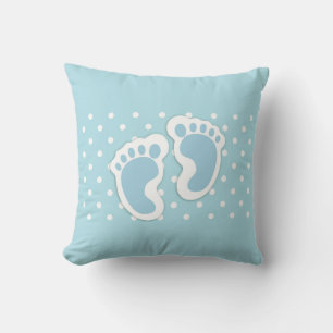 Niedlich Blue Baby Boy's Feet Illustration Kissen
