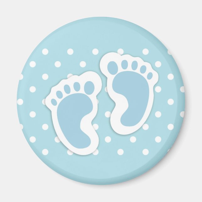 Niedlich Blue Baby Boy's Feet Illustration Magnet (Vorne)