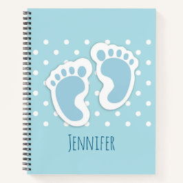 Niedlich Blue Baby Boy's Feet Illustration Notizbuch