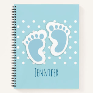 Niedlich Blue Baby Boy's Feet Illustration Notizbuch