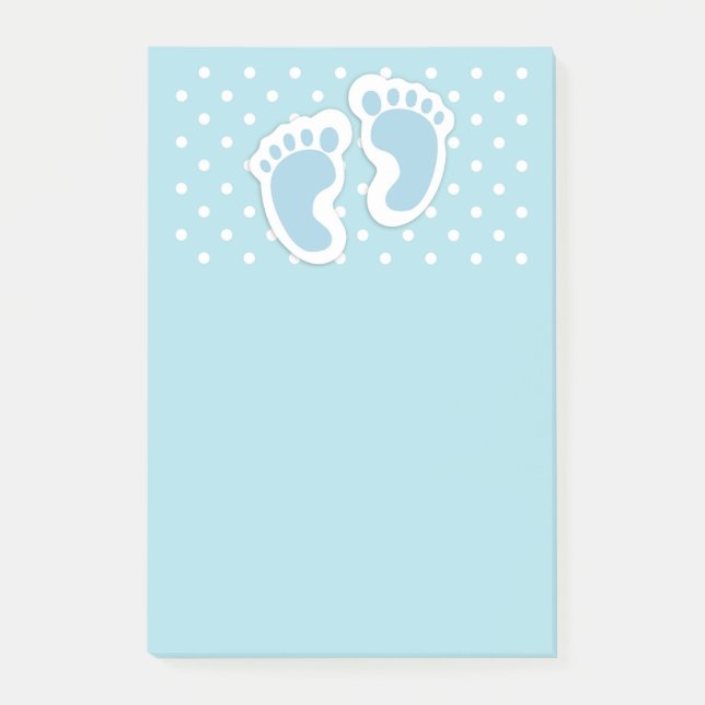 Niedlich Blue Baby Boy's Feet Illustration Post-it Klebezettel (Vorderseite)