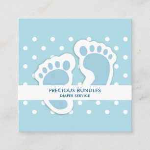 Niedlich Blue Baby Boy's Feet Illustration Quadratische Visitenkarte