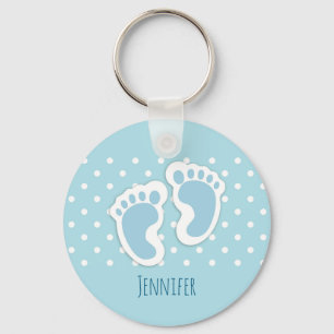 Niedlich Blue Baby Boy's Feet Illustration Schlüsselanhänger