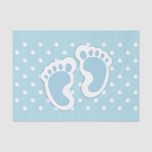 Niedlich Blue Baby Boy's Feet Illustration Seidenpapier (Vorderseite)