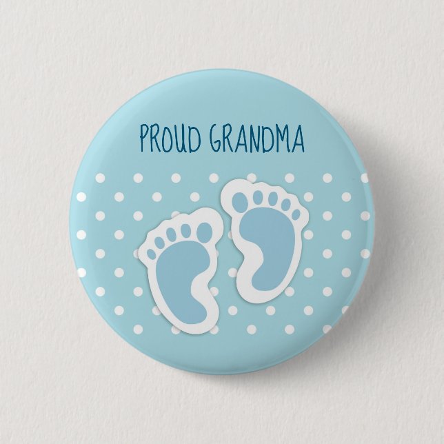 Niedlich Blue Baby Boy's Feet Proud Oma Button (Vorderseite)
