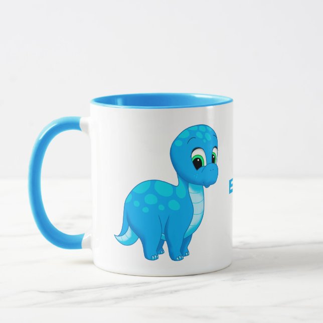 Niedlich Blue Baby Brontosaurus Dinosaurier Tasse (Links)