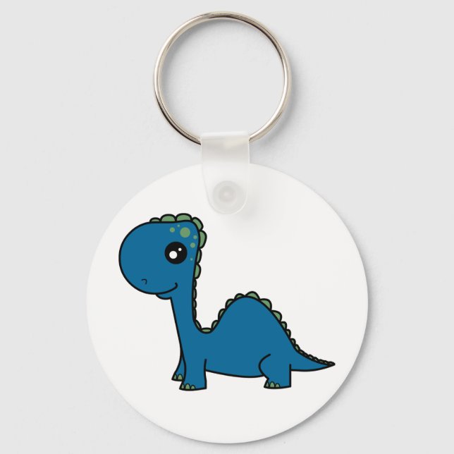 Niedlich Blue Baby Dinosaurier Schlüsselanhänger (Vorderseite)