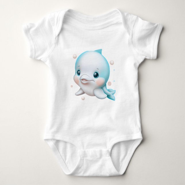 Niedlich Blue Baby Dolphin Baby Strampler (Vorderseite)