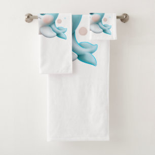 Niedlich Blue Baby Dolphin Badhandtuch Set