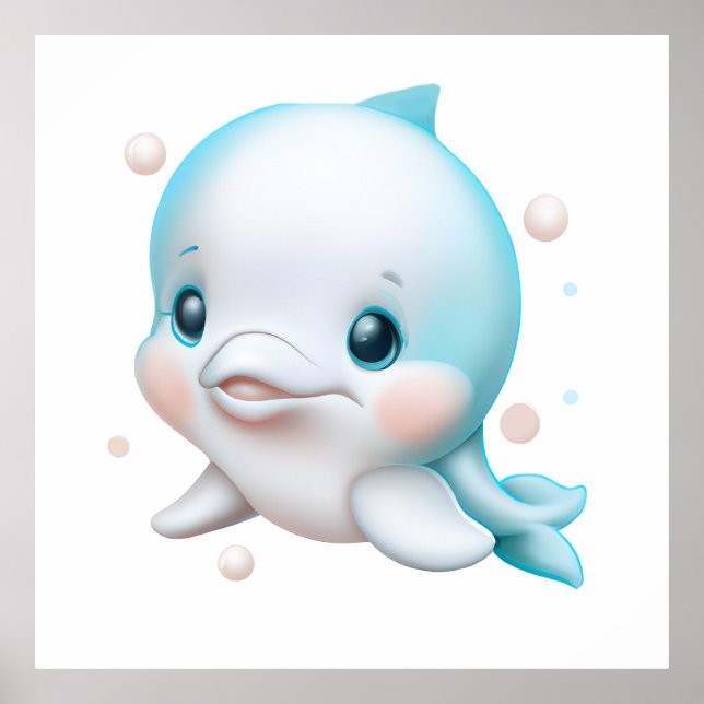 Niedlich Blue Baby Dolphin Poster (Vorne)