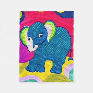 Niedlich Blue Baby Elephant - quillike Design Fleecedecke