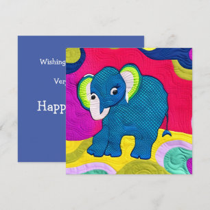 Niedlich Blue Baby Elephant - quillike Design Karte