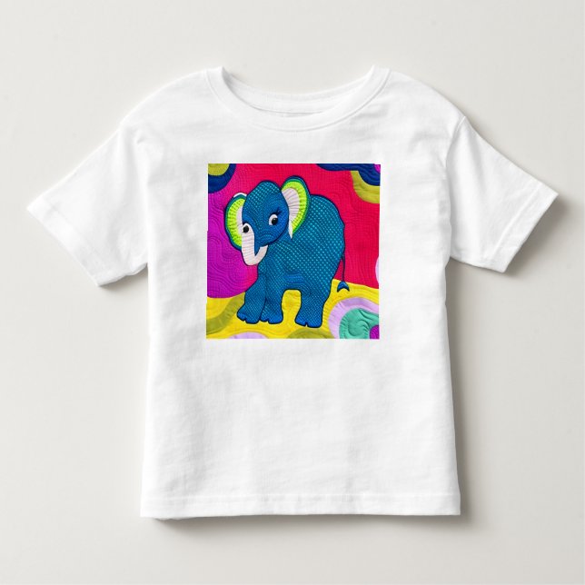 Niedlich Blue Baby Elephant - quillike Design Kleinkind T-shirt (Vorderseite)