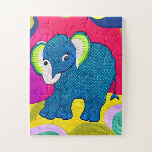 Niedlich Blue Baby Elephant - quillike Design Puzzle