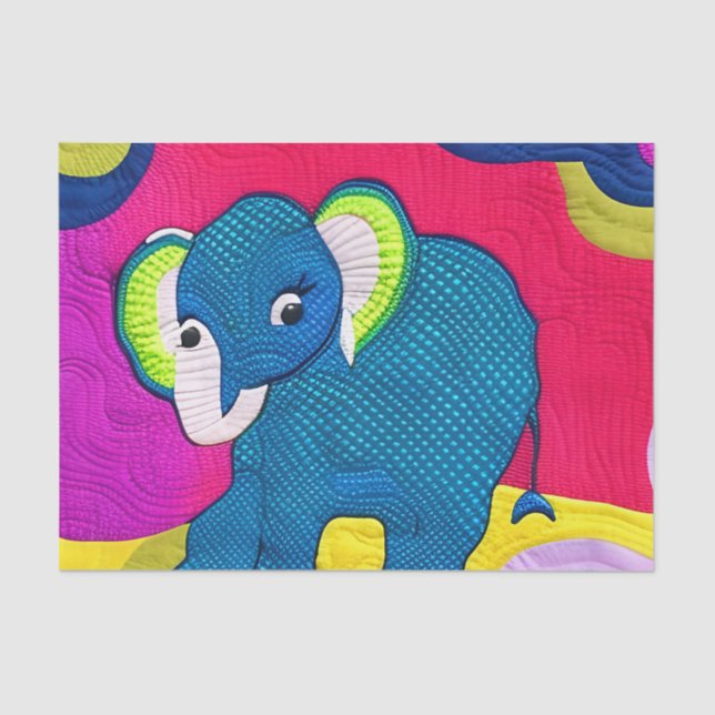 Niedlich Blue Baby Elephant - quillike Design Seidenpapier (Vorderseite)