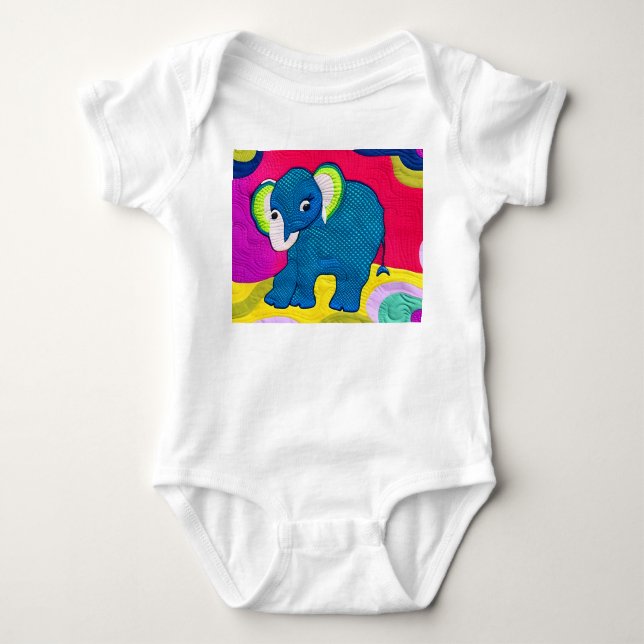 Niedlich Blue Baby Elephant - quillike Design Strampler (Vorderseite)