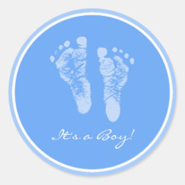 Niedlich Blue Baby Footprints durch eine Baby-Dusc Runder Aufkleber