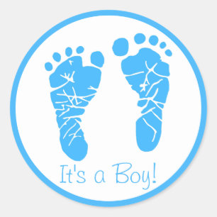Niedlich Blue Baby Footprints durch eine Baby-Dusc Runder Aufkleber