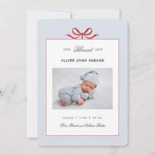 Niedlich Blue Baby Holiday Birth Ankündigung
