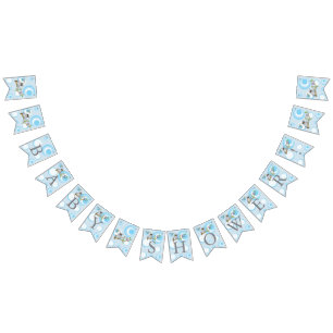 Niedlich Blue Baby Owls Baby Dusche Wimpelkette