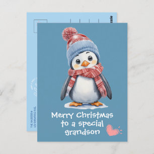 Niedlich Blue Baby Penguin für Kinder Weihnachtsfe Postkarte