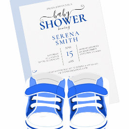 Niedlich Blue Baby Shoes BABY SHOWER Einladung