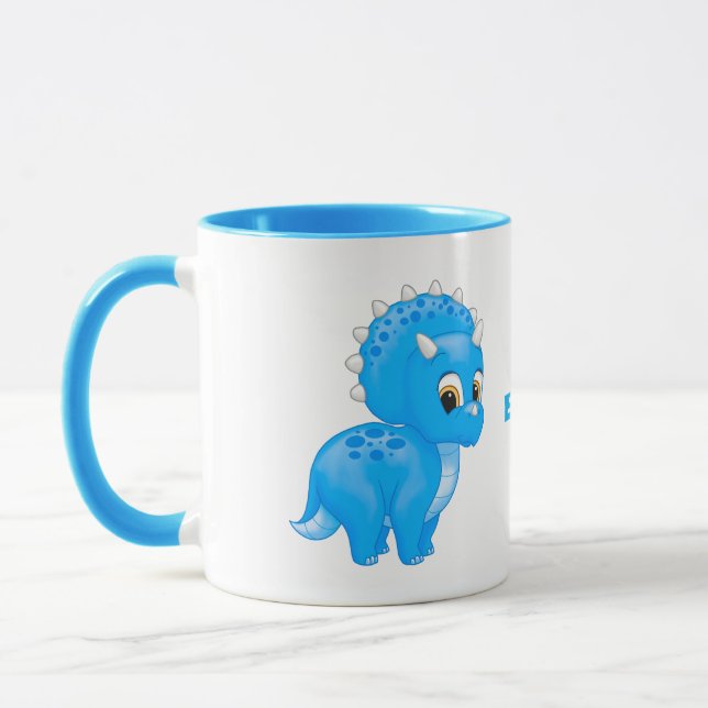 Niedlich Blue Baby Triceratops Dinosaurier Tasse (Links)