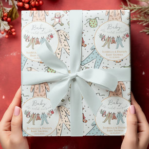 Niedlich Blue Baby's First Christmas Winter Pajama Geschenkpapier