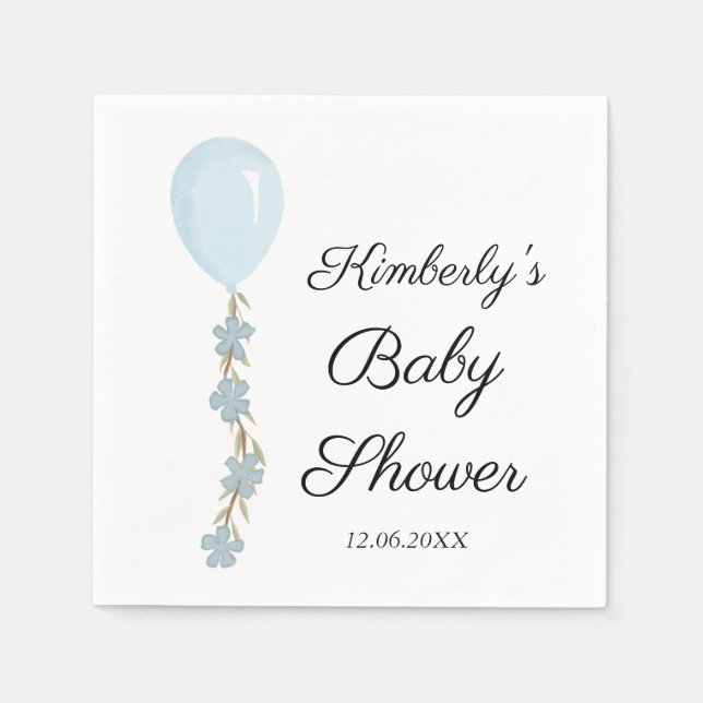 Niedlich Blue Balloon Baby Dusche Serviette (Vorderseite)