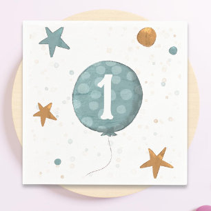 Niedlich Blue Balloon Boy 1. Geburtstag Party Serviette