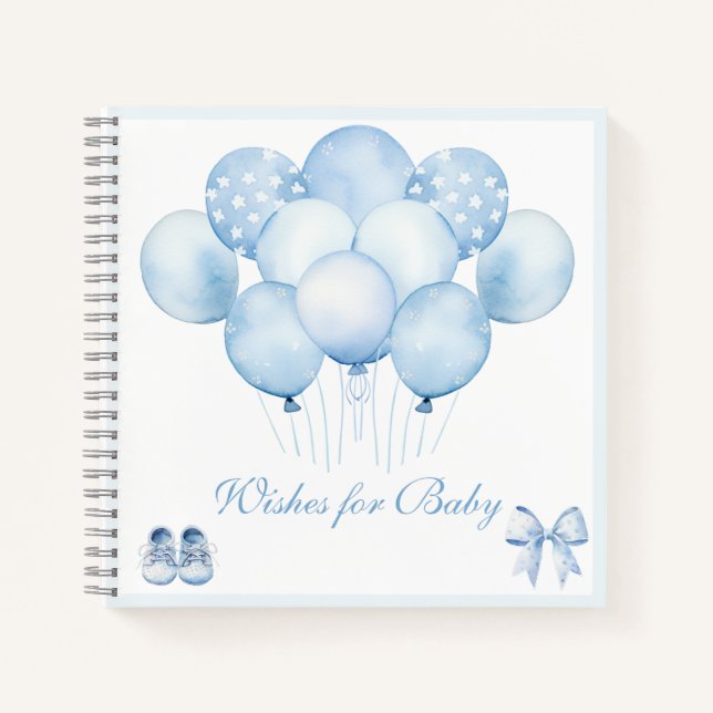 Niedlich Blue Balloons Baby Showbook Notizbuch (Vorderseite)