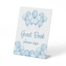 Niedlich Blue Balloons Guest Book Pedestal Sign