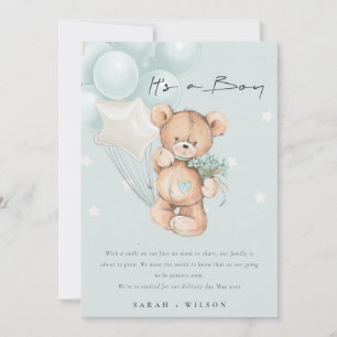 Niedlich Blue Bar Balloon Baby Announccard Dankeskarte