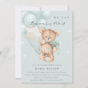 Niedlich Blue Bearly Wait Balloon Baby Dusche einl Dankeskarte