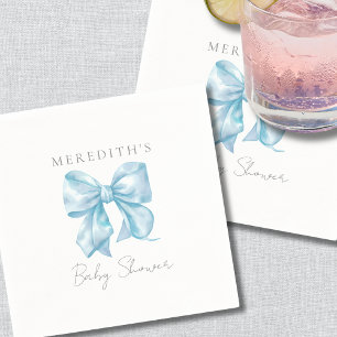 Niedlich Blue Bow Baby Dusche Serviette
