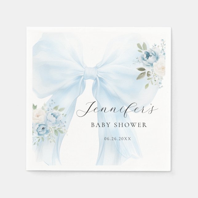 Niedlich Blue Bow Baby in Bloom Baby Boy Dusche Serviette (Vorderseite)