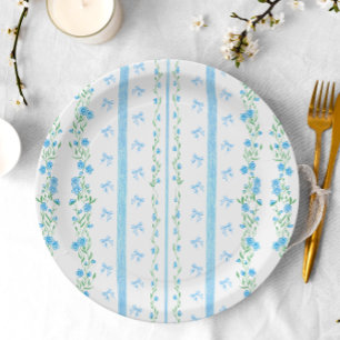 Niedlich Blue Bow Boy Baby Dusche Pappteller