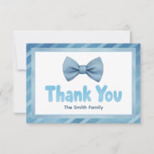 Niedlich Blue Bow Krawatte Babydusche Danke Karte