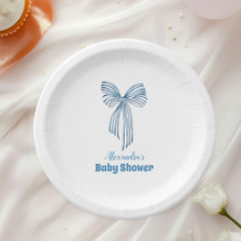 Niedlich Blue Bow Ribbon Baby Boy Dusche Pappteller