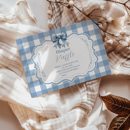 Niedlich Blue Bow Ribbon Gingham Raffle Diapper Begleitkarte