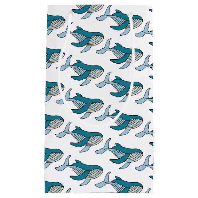 Niedlich Blue Boys Whale Kleine Geschenktüte (Vorderseite)
