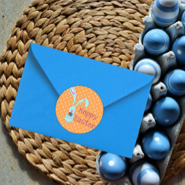 Niedlich Blue Bunny Happy Oaster Runder Aufkleber