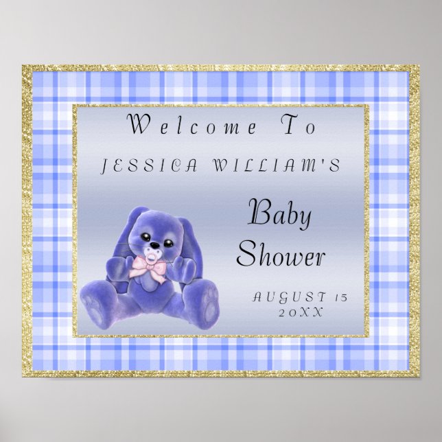 Niedlich Blue Bunny "Welcome" Poster (Vorne)