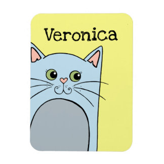 Niedlich Blue Cartoon Cat Personalisiert Magnet