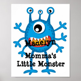 Niedlich Blue Cartoon Monster Funny Fun für Kinder Poster