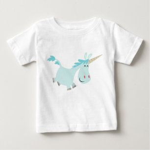 Niedlich Blue Cartoon Unicorn Baby T - Shirt