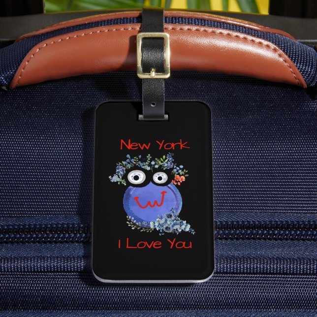Niedlich Blue Character, New York, ich Liebe Sie Gepäckanhänger (Vorderseite Insitu 2)