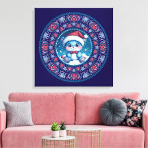 Niedlich Blue Christmas Kawaii Bear Dot Mandala Le