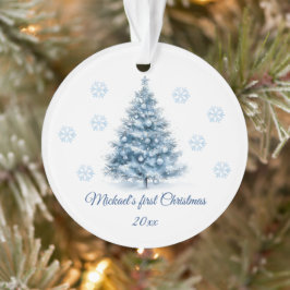 Niedlich Blue Christmas Tree Personalisiert Baby's Ornament